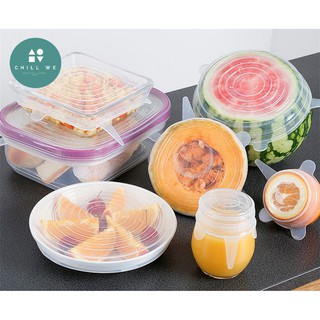 ☘️ 6 pcs/set ซิลิโคน ฝาปิด​ ฟิล์มถนอมอาหาร ☘️ Silicone Food Storage Cover