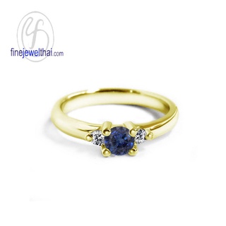 Finejewelthai-แหวนไพลิน-ไพลิน-เพชรcz-แหวนเงินแท้-แหวนพลอย-Blue-Sapphire-Silver-Ring-R1028bl (เลือกสีตัวเรือนได้)