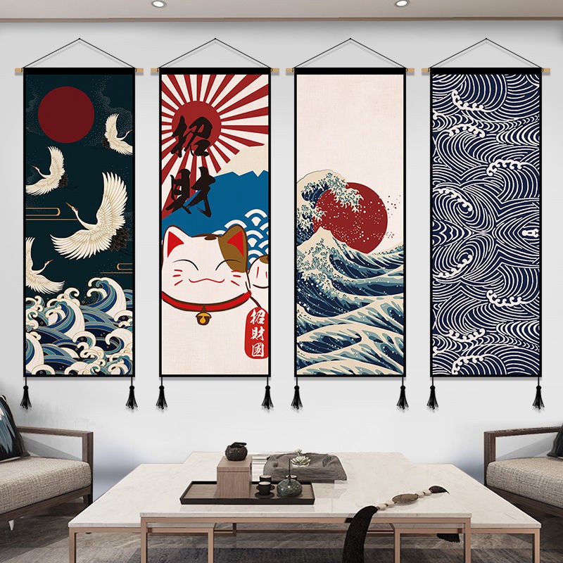 สไตล์ญี่ปุ่น-แขวนภาพ-เครื่องประดับ-ภาพวาดตกแต่ง-ร้านอาหาร-ผ้าแขวน-การอุด-พรม