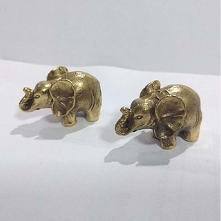 ช้าง นำโชค ทองเหลือง จิ๋ว 1 คู่ 2ซม. ช้าง เสริมดวง โชคลาภ  2 ซม. ช้าง Inspire Elephant Jewelry Miniature Figurines