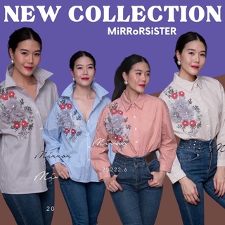 Code : 20222.6 เสื้อเชิ้ตลายริ้ว เสื้อเชิ้ตทรงเบสิค งานป้าย Mirrorsister