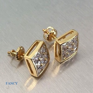 Fancy ต่างหูสตั๊ด ทรงสี่เหลี่ยม สีทอง หรูหรา สไตล์เจ้าหญิง สําหรับผู้หญิง