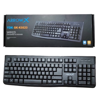 ARROWX KEYBOARD YDK-SK-K8620 WIRED STANDARD KEYBOARD คีย์บอร์ดไร้เสียง พิมพ์แบบไม่มีเสียง