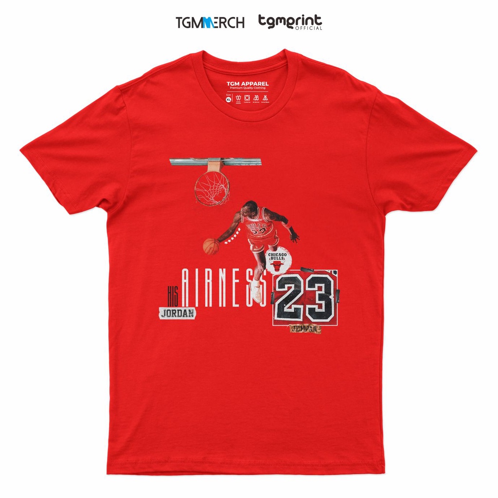 คอลูกเรือsports-starเสื้อยืด-พิมพ์ลาย-michael-jordan-his-airness-สีแดง-และสีขาวall-size