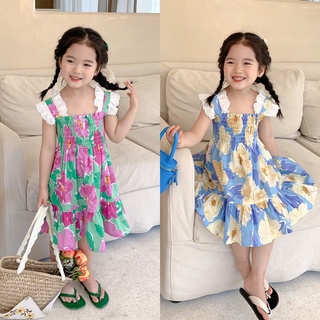 PRETTY BABY🧸พร้อมส่ง🧸ชุดเดรสเด็กผู้หญิง กระโปรงลายดอกไม้ สำหรับเด็กผู้หญิง(445)