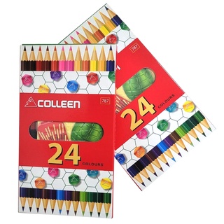 คอลลีน ดินสอ สีไม้ 2หัว 12แท่ง 24สี Colleen 12 Stick 24 Colored Pencils.