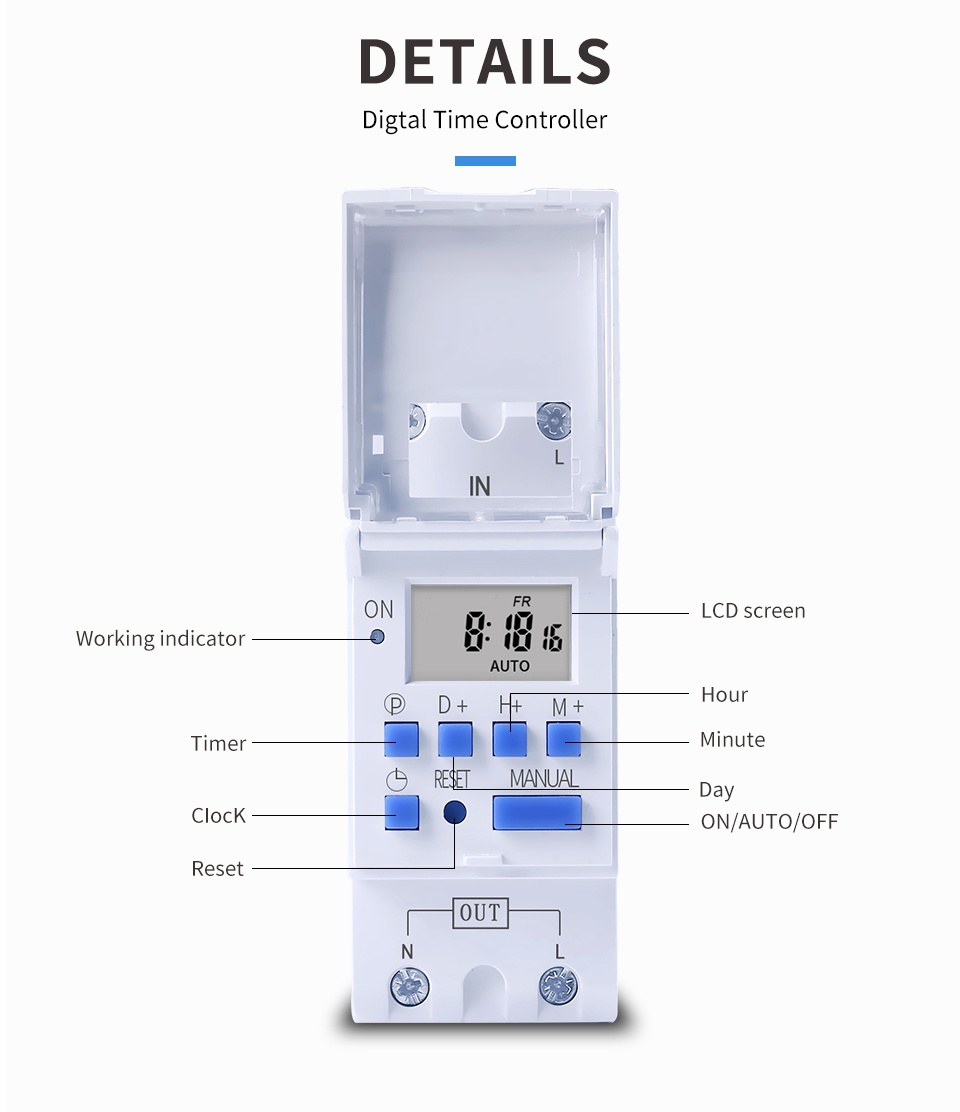 สวิตช์ตั้งเวลา ดิจิตอล Digital Timer Switch ตั้งเวลารายสัปดาห์ 7วัน 2 ...