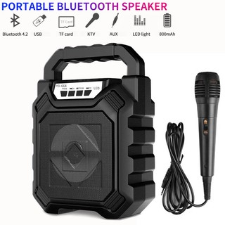 สินค้า ลำโพง Bluetooth ไร้สาย, ซับวูฟเฟอร์ (รองรับไมโครโฟน, บลูทู ธ , USB, การ์ด TF, วิทยุ) ของขวัญปีใหม่ พกพา, ไฟ LED สีสันส