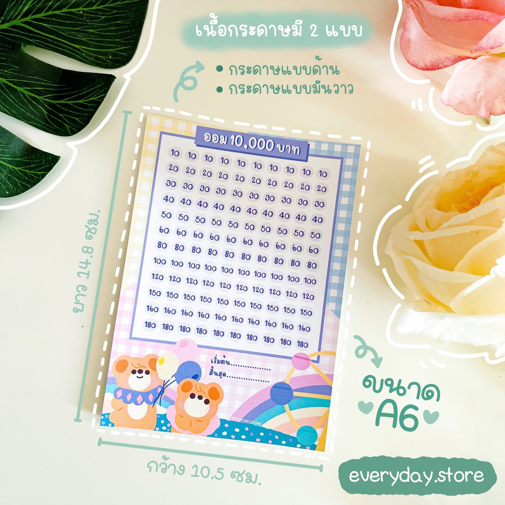 ภาพหน้าปกสินค้าEveryday.store  ตารางออมเงิน ลาย funny bear ขนาด A6 จากร้าน everyday.store1 บน Shopee