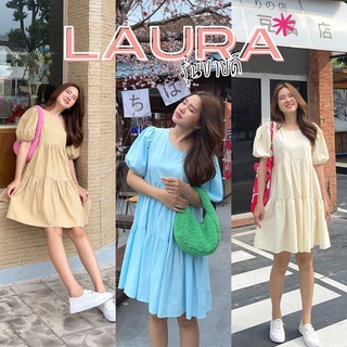 สินค้า 12FEBRUARY | LAURA DRESS ♡︎ ชุดเดรสระบาย น่ารัก เกาหลีสุด ผ้าคอตตอนอย่างดี เดรสเกาหลี มินิมอล