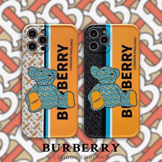 หมี Burberry เคสไอโฟน เทรนด เคส iphone 11 pro max Xr Xs X 7 8 plus case ป้องกันการตก นิ่ม 12 pro max mini SE2020