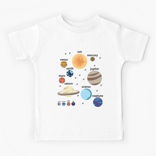 เสื้อยืดลําลอง แขนสั้น พิมพ์ลายกราฟฟิคคริสต์มาส ดาวเคราะห์ ดวงอาทิตย์ แนวตลก ระบบสุริยะ แฟชั่นวินเทจ สําหรับเด็กผู้หญิง ผู้ชาย ไซซ์ S-3XL