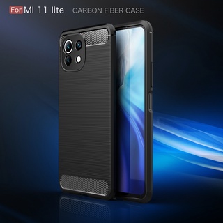 เคสโทรศัพท์ Xiaomi Mi 11 Mi11 Lite Casing Luxury Soft Case Silicone Carbon Fiber Cover เคส Mi11Lite Phone Case