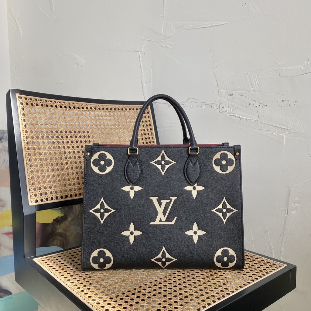 พรี-lv-louis-vuitton-m45607-onthego-tote-กระเป๋าถือหนังแท้กระเป๋าหิ้วกระเป๋าแฟชั่นแบรนด์เนน-กระเป๋าหิ้ว