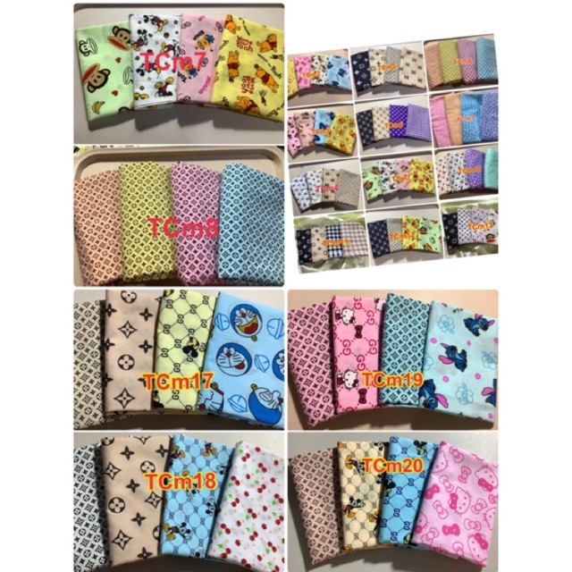 ผ้าcotton-tc-จัดเซท-ขนาด25x110-115cm-1ชุด4ลาย