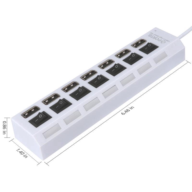ภาพขนาดย่อของภาพหน้าปกสินค้าพอร์ท USB 7 พอร์ท LED USB มีสวิชท์ On / Off สีดำและสีขาว จากร้าน kebidutechnology.th บน Shopee