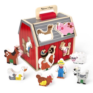 บล๊อกหยอดรูปสัตว์ฟาร์ม มีหูหิ้ว Melissa &amp; Doug Take-Along Sorting Barn