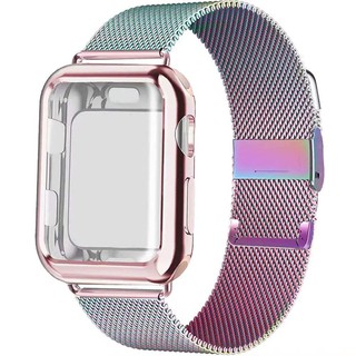 สายรัดข้อมือ สเตนเลส พร้อมเคส สําหรับ Apple Watch Series