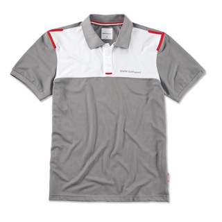 BMW Golfsport เสื้อโปโลบุรุษสีเทาขาว ไซต์  L,XL