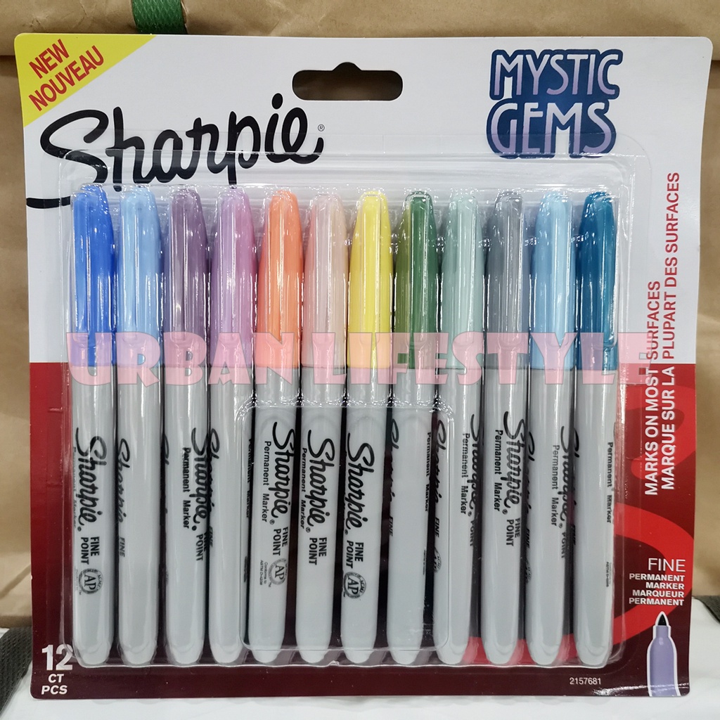sharpie-ชาร์ปี้-mystic-gems-fine-permanent-marker-ปากกาเคมี-ปากกามาร์คเกอร์-หัว-fine-1-0-mm-สีอัญมณี-12-ด้าม