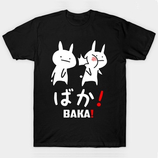 ใหม่ เสื้อยืดลําลอง แขนสั้น พิมพ์ลายอนิเมะ Baka Rabbit Slap สไตล์ญี่ปุ่น สําหรับผู้ชาย