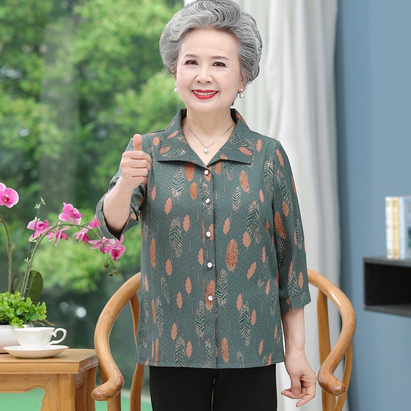เสื้อผู้หญิง-เสื้อคนแก่-วัยกลางคนและวัยชราเสื้อผ้ายายเสื้อผ้าเสื้อผู้หญิงเสื้อผ้าฤดูร้อน-60-ปี-70-ปีเสื้อแม่ฤดูใบไ