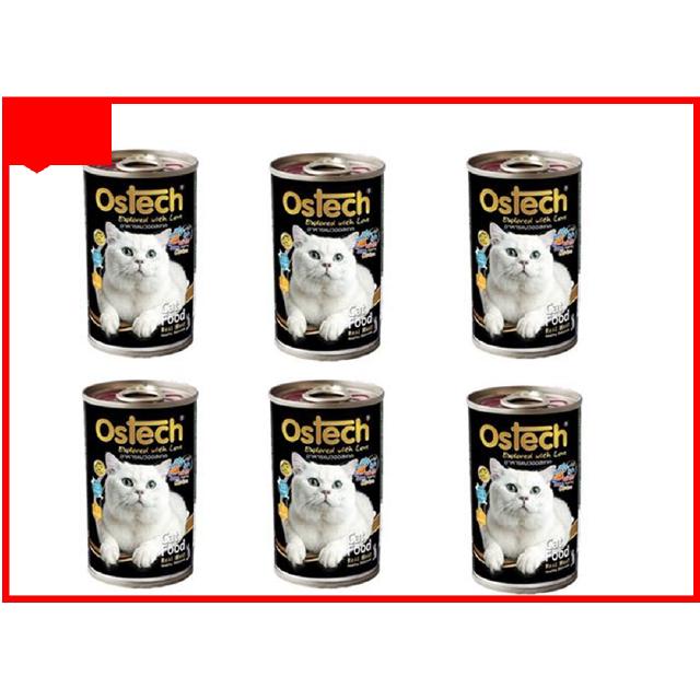 Ostech ออสเทค อาหารกระป๋อง สำหรับแมว รสทูน่าหน้าไก่ จำนวน 6 กระป่อง สุดคุ้มประหยัดกว่า ขนาด 400 g.