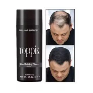 🔥ผงไฟเบอร์สีดำ Toppik ผงไฟเบอร์เพิ่มผมหนา🔥 Toppik Hair Building Fiber ปิดผมบาง หัวล้าน ผมบาง ขนาด 27.5 กรัม - สีดำ