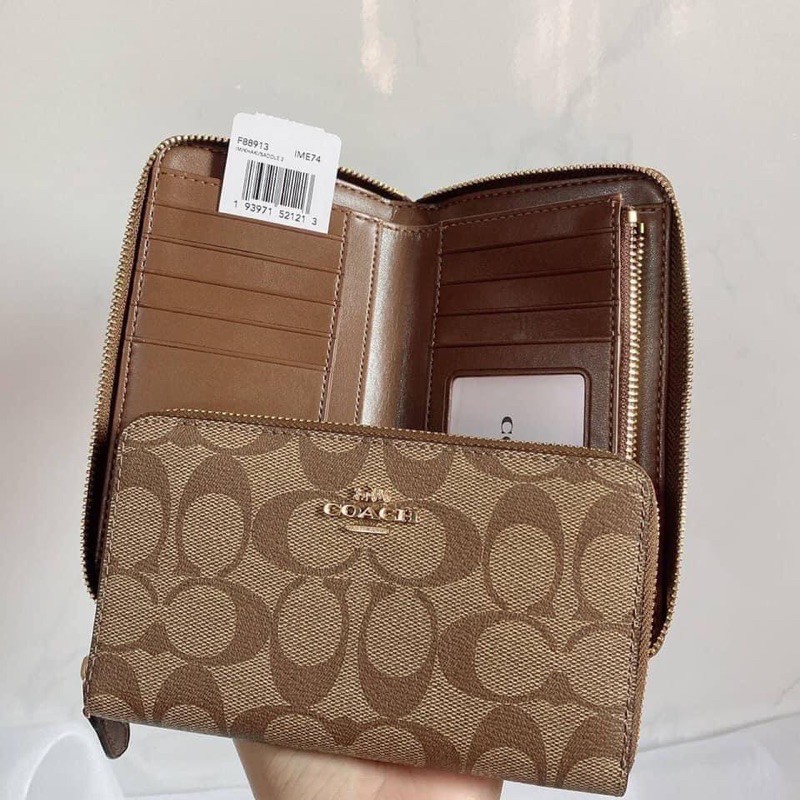 MEDIUM ZIP AROUND WALLET IN SIGNATURE CANVAS COACH F88913 Shopee Thailand