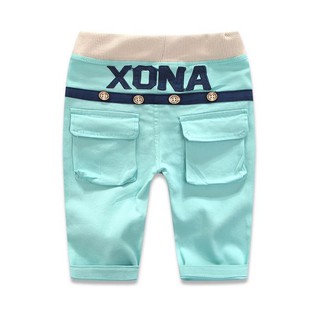 กางเกงผ้าเด็ก สามส่วน ลาย xona ที่ก้น สีฟ้า