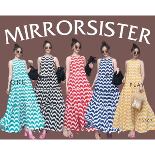 🔖ป้าย MiRRoRSiSTER เดรสตัวยาวทรงดี ลายซิกแซกฟันปลา