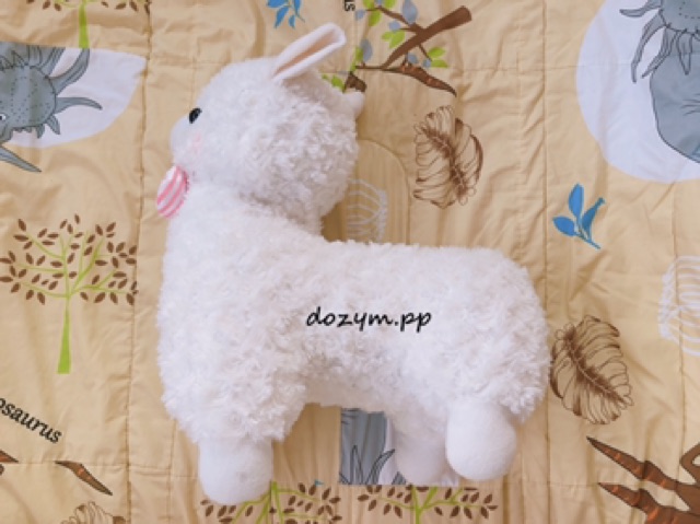 ตุ๊กตาน้องอัลปาก้า-alpaca-alpacasso-ขนกุหลาบสีขาวตัวใหญ่สุดคิ้วว