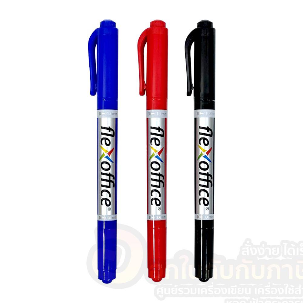 ปากกา-เขียนเเผ่นซีดี-ถุงพัสดุ-flexoffice-ปากกามาร์คเกอร์-2-หัว-fo-pm01-จำนวน-1แท่ง-พร้อมส่ง