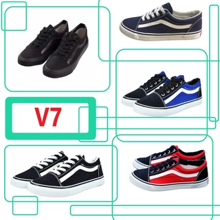 ภาพหน้าปกสินค้ารองเท้าผ้าใบแฟชั่น Mashare V7 มาแชร์ ทรงแวน ผ้าใบทรงVans หรือ Leo OV6 Pando E8 ลายแวน ผ้าใบทรงแวนส์ ลายแถบขาวด้านข้าง ที่เกี่ยวข้อง