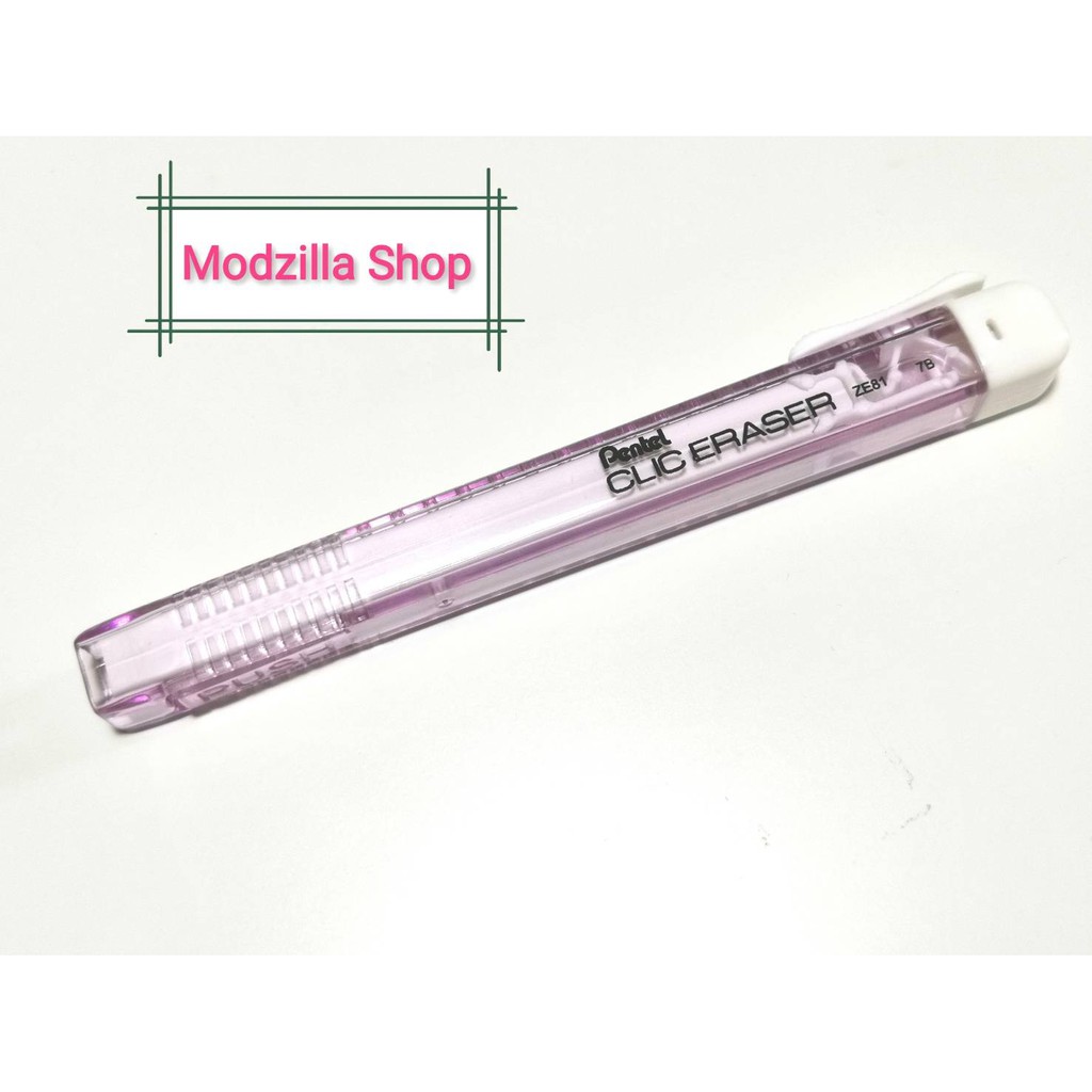 Pentel Slider Clic Eraser รุ่น ZE81 ยางลบเลื่อนด้ามใสแบบเหลี่ยม ZE80