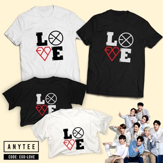 เสื้อยืด EXO LOVE และครอปท็อปหลวม (ท็อปส์ซูเกาหลีสําหรับผู้หญิงอินเทรนด์) Anytee ]qa