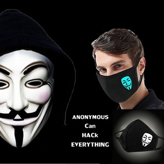 ของเข้าพร้อมส่ง 1-2 วันได้รับ ผ้าปิดปาก  Guy Fawkes, Anonymous,V For Vendetta ผ้าปิดจมูกเรืองแสง (ผ้า Cotton 2 ชั้น)