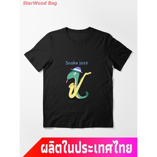 2022 งู ผ้าฝ้าย 100% snake งูประจำราศี สไตล์พิเศษ  Snake Jazz Essential T-Shirt  คอกลม แฟชั่น แขนสั้น แฟชั่น เสื้อยืด ผ้