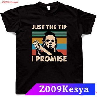 เสื้อยืดผ้าฝ้ายพิมพ์ลาย แขนสั้นโอเวอร์ไซส์Z009Kesya เสื้อยืดสีพื้น Michael Myers Just The Tip I Promise Shirt, Vintage R