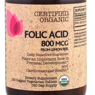 Folic acid 800 mcg สกัดจากจากเปลือกมะนาว ออแกนิก