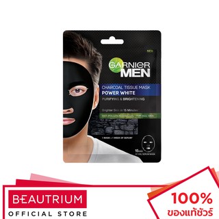 GARNIER Men Charcoal Tissue Mask Power White มาส์กแผ่น 28g