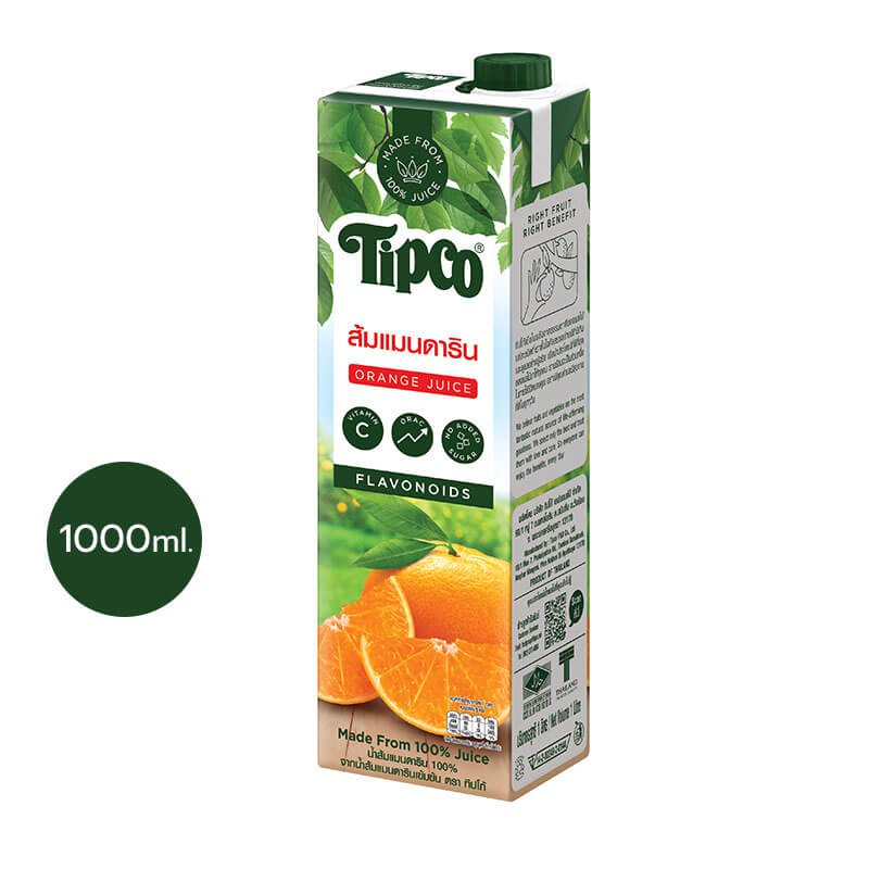 ภาพหน้าปกสินค้าTIPCO น้ำส้มแมนดาริน Mandarin Orange Juice 100% ขนาด 1000 มล.