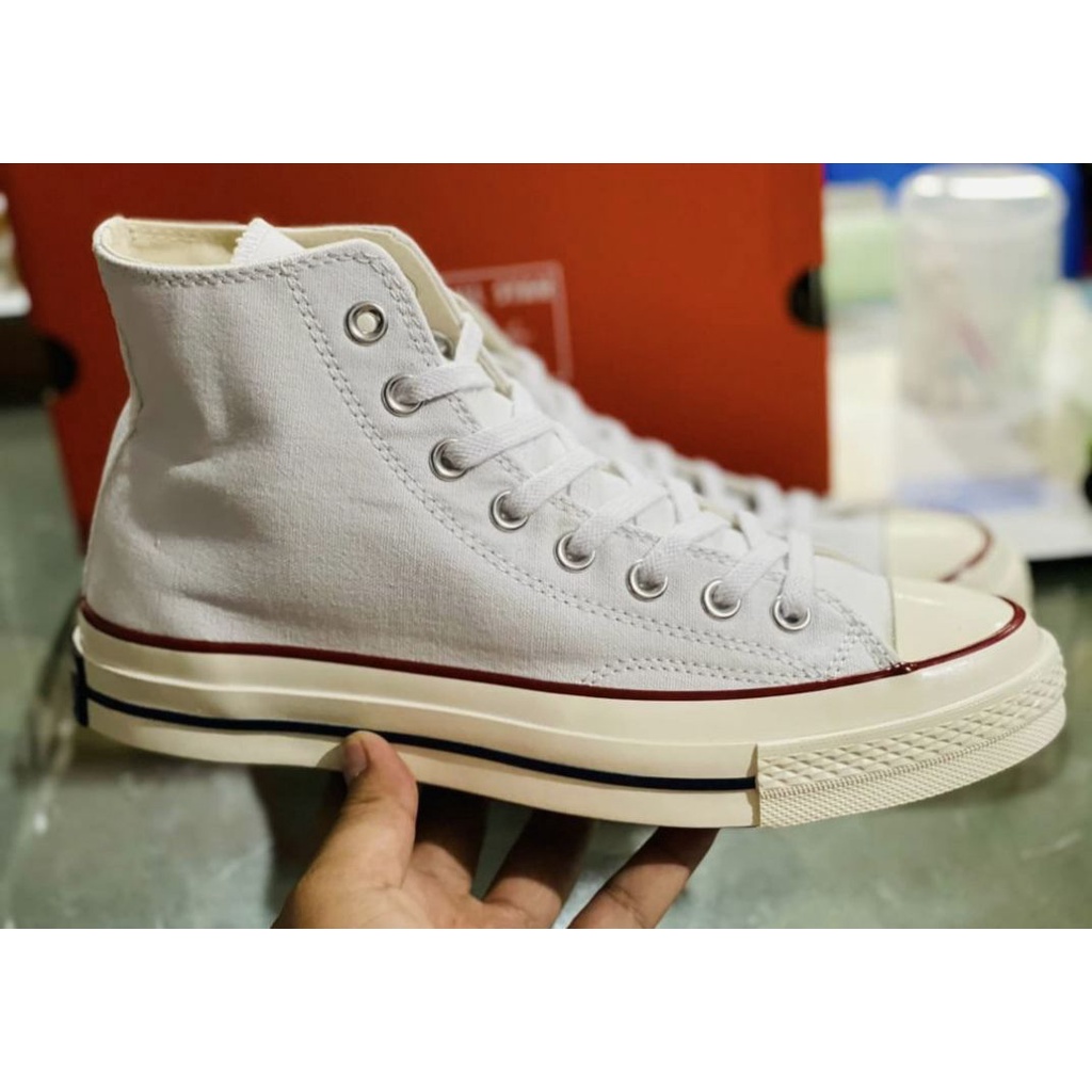 สินค้าขายดี-รองเท้าผ้าใบหุ้มข้อสีครีม-converse-firststring-1970s-repro-hi-top