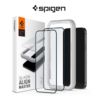 Spigen กระจกนิรภัยกันรอยหน้าจอ แบบเต็มจอ สําหรับ iPhone 12 Pro iPhone 12 AlignMaster 12 Pro 2 แพ็ก