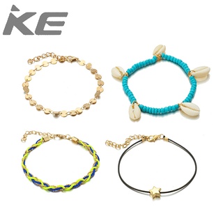 Jewelry five-pointed star disc shell multi-anklet beach anklet 4-piece set for girls for women
