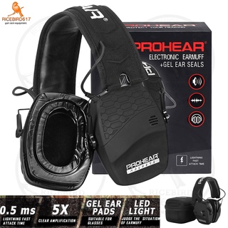 สินค้า หูฟังยิงปืน Earmuff PROHEAR EM036 Electronic Ear Protection NRR 23dB หูฟังตัดเสียง ครอบหูเจล ตัดเสียงใน 0.0005 วินาที