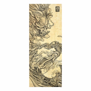 ผ้าแคนวาส พิมพ์ลาย ฮันเนีย ไม่มีกรอบ ขนาด 33.5 x 87.5 ซม / Hannya Tenugui  Canvas No frame size 33.5 x 87.5 cm