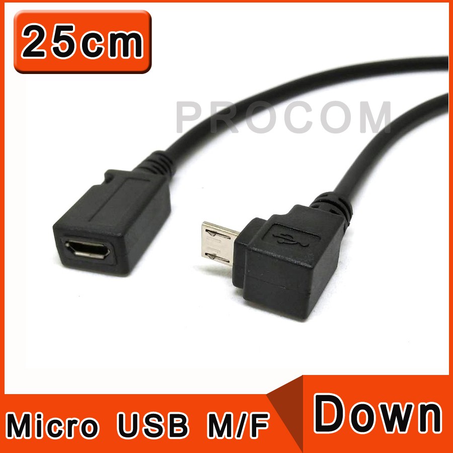 ภาพหน้าปกสินค้าMicro USB 2.0 5Pin Male to Female to Extension connector Adapter Long plug Connector 90 Degree UP / Down Angled 25cm. จากร้าน alpha_expert บน Shopee