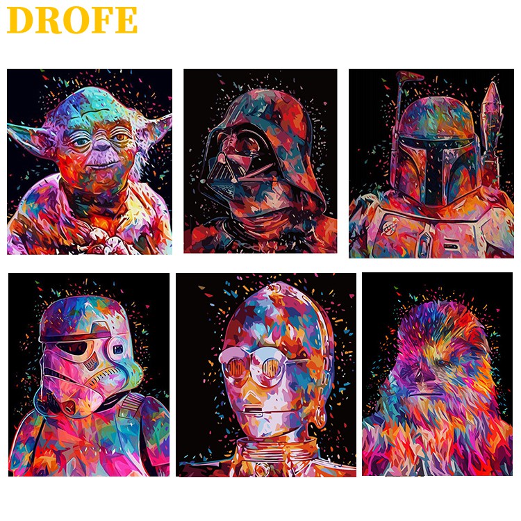 drofe-ภาพวาดระบายสีตามตัวเลข-ผ้าใบ-รูป-star-wars-ขนาด-50x40-ซม