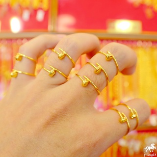 ภาพขนาดย่อของสินค้าแหวนทองคำแท้ 0.6 กรัม ลายตะปู ทองแท้ 96.5% ขายได้ จำนำได้ มีใบรับประกัน แหวนทอง